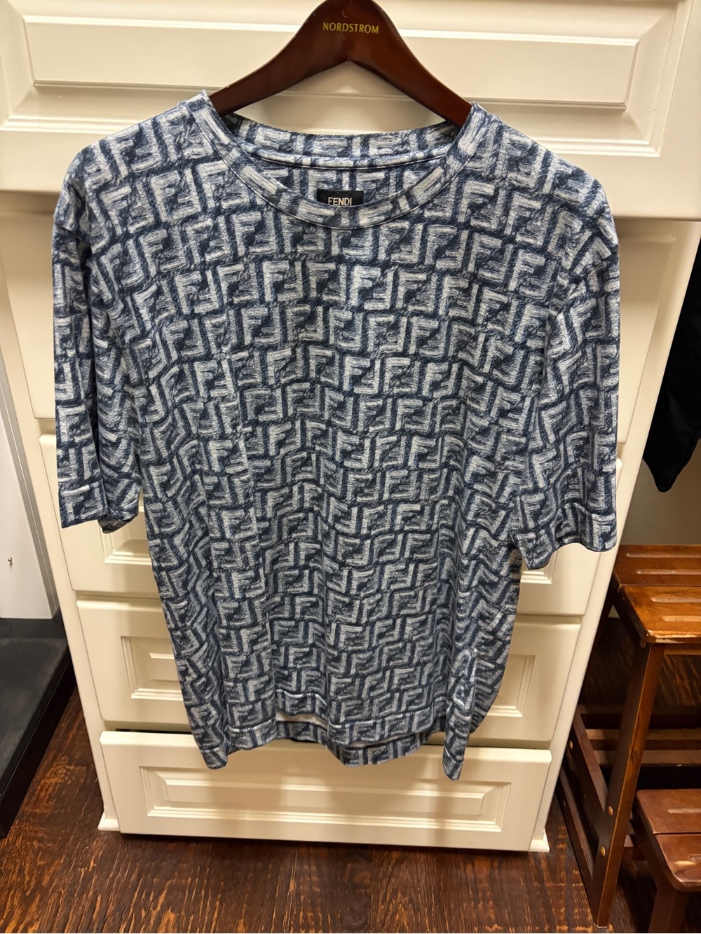 Fendi Roma FF Jacquard Knit Top - Blue & White